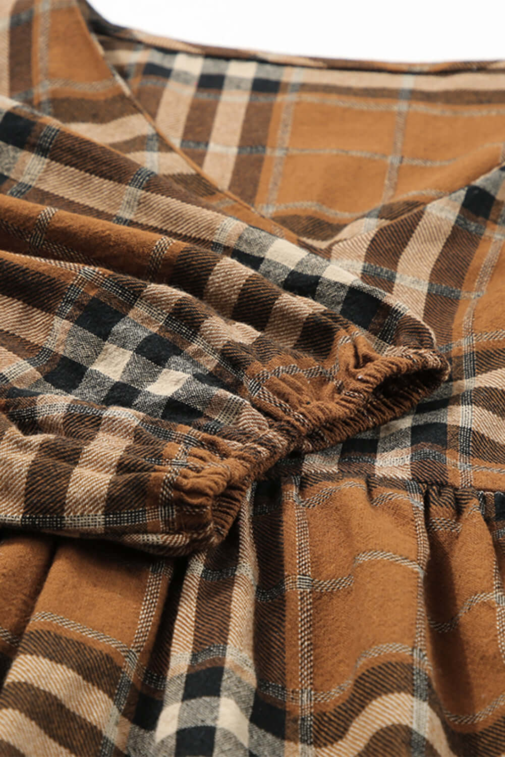 Brown Plaid Pattern Empire Waist Babydoll Dress - Dixie Hike & Style