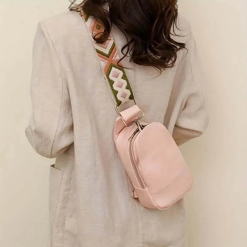 BohoVibe PU Leather Sling Bag with Wide Guitar Strap - Dixie Hike & Style