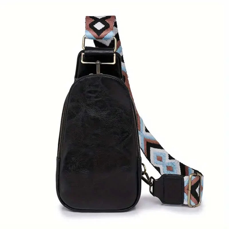 BohoVibe PU Leather Sling Bag with Wide Guitar Strap - Dixie Hike & Style