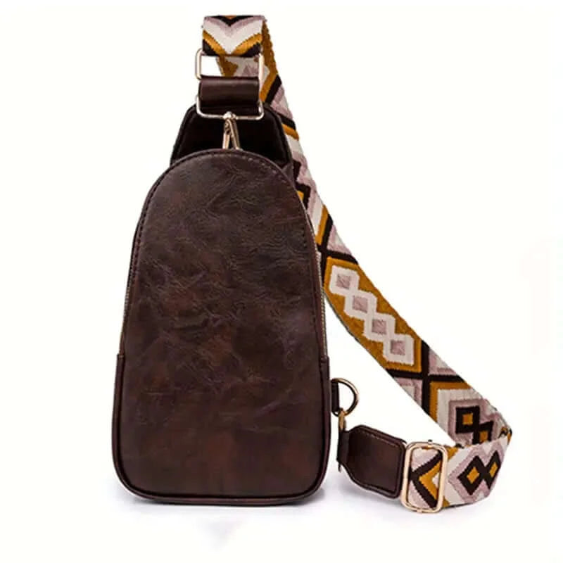 BohoVibe PU Leather Sling Bag with Wide Guitar Strap - Dixie Hike & Style