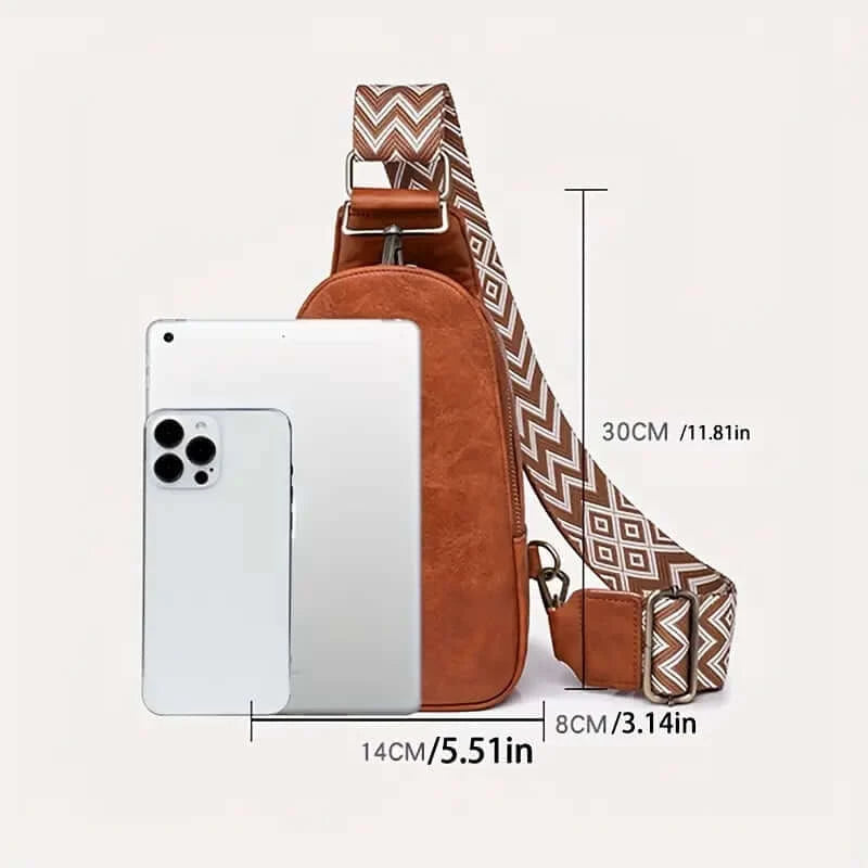 BohoVibe PU Leather Sling Bag with Wide Guitar Strap - Dixie Hike & Style
