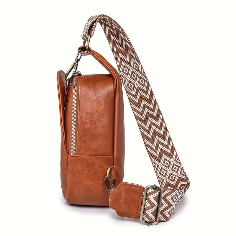 BohoVibe PU Leather Sling Bag with Wide Guitar Strap - Dixie Hike & Style
