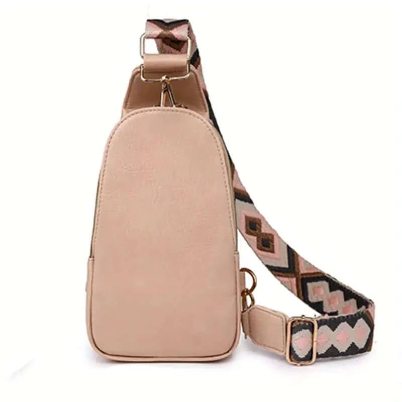 BohoVibe PU Leather Sling Bag with Wide Guitar Strap - Dixie Hike & Style