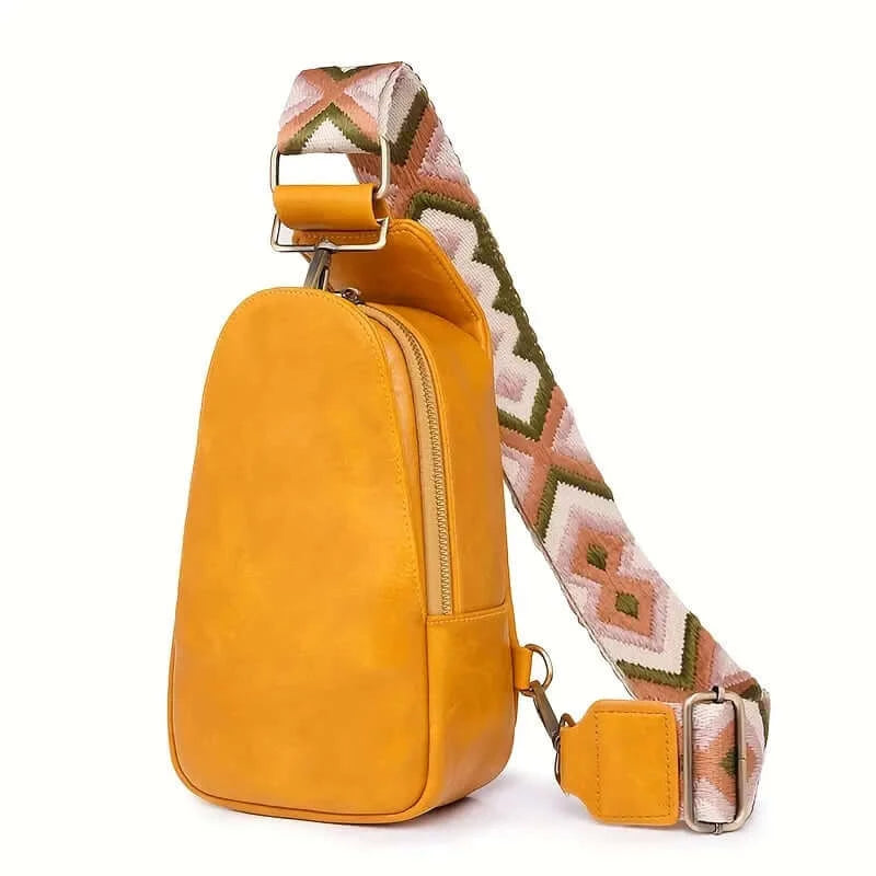 BohoVibe PU Leather Sling Bag with Wide Guitar Strap - Dixie Hike & Style