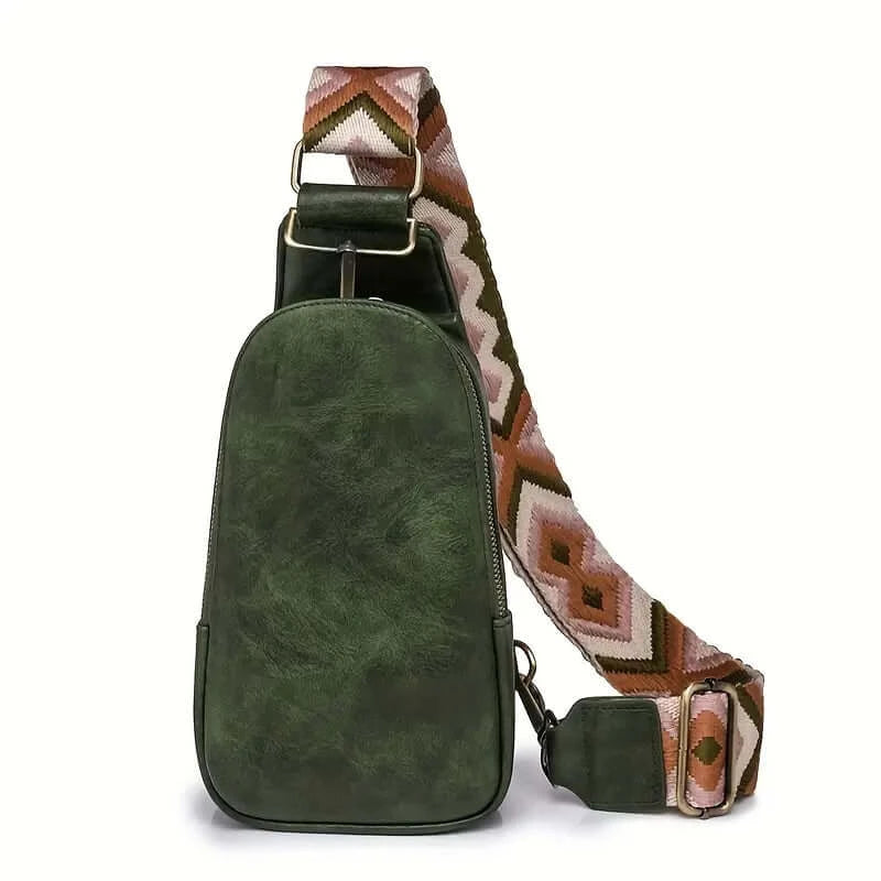 BohoVibe PU Leather Sling Bag with Wide Guitar Strap - Dixie Hike & Style