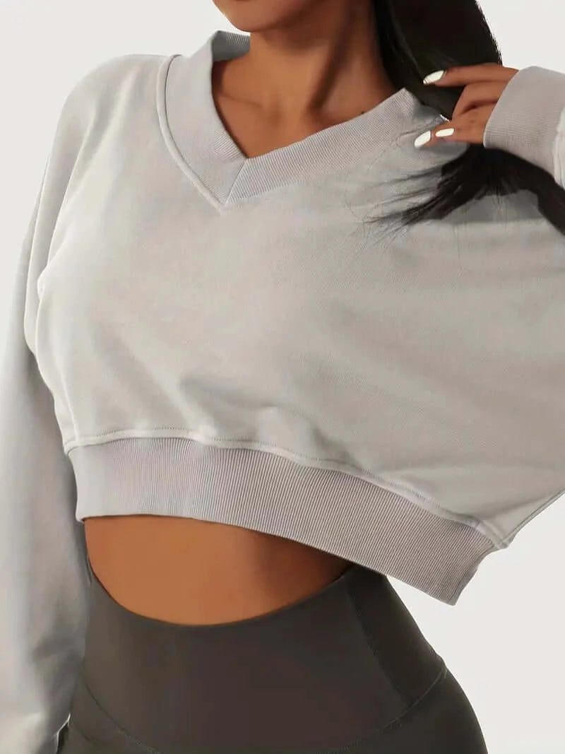 CozyElegance V-Neck Crop Top - Dixie Hike & Style