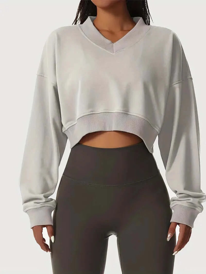 CozyElegance V-Neck Crop Top - Dixie Hike & Style