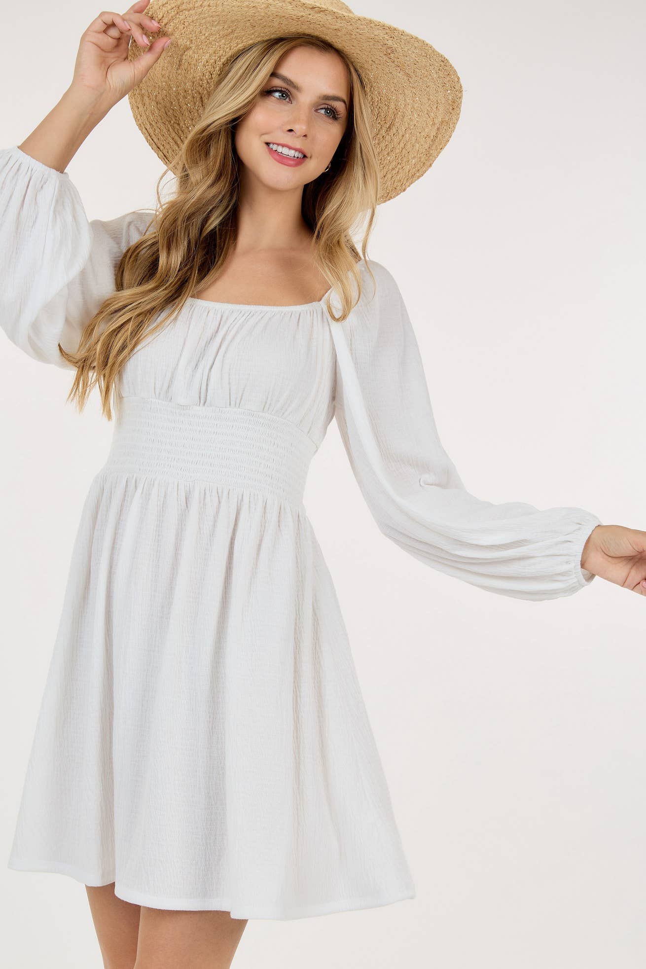 Bubble Long Sleeve Short Dress
