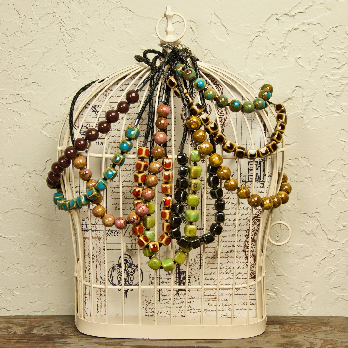 Clay Bead Short Necklace Square Beads