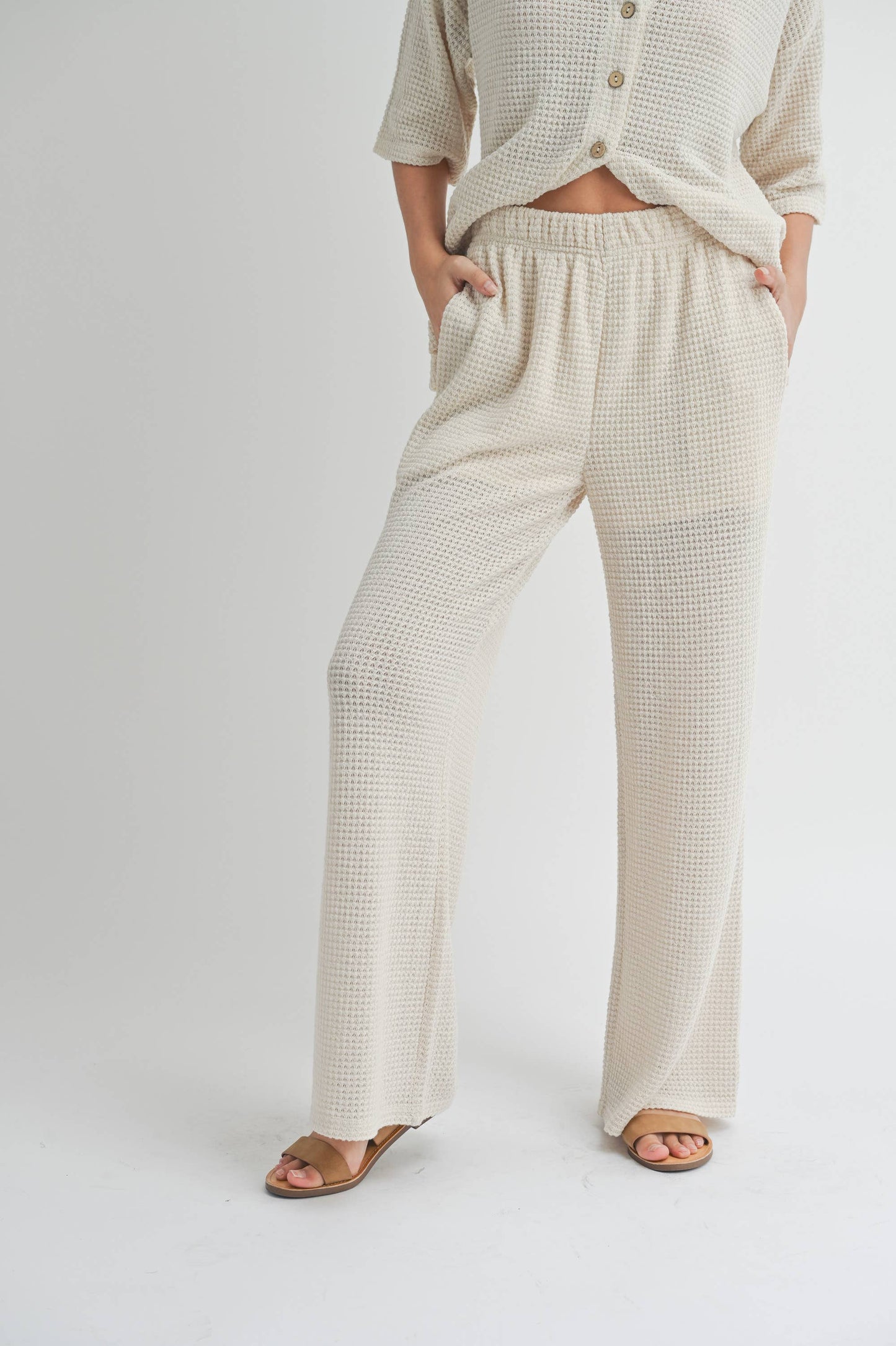 MIOU MUSE - P3421ST WAFFLED FABRIC KNITTED PANTS