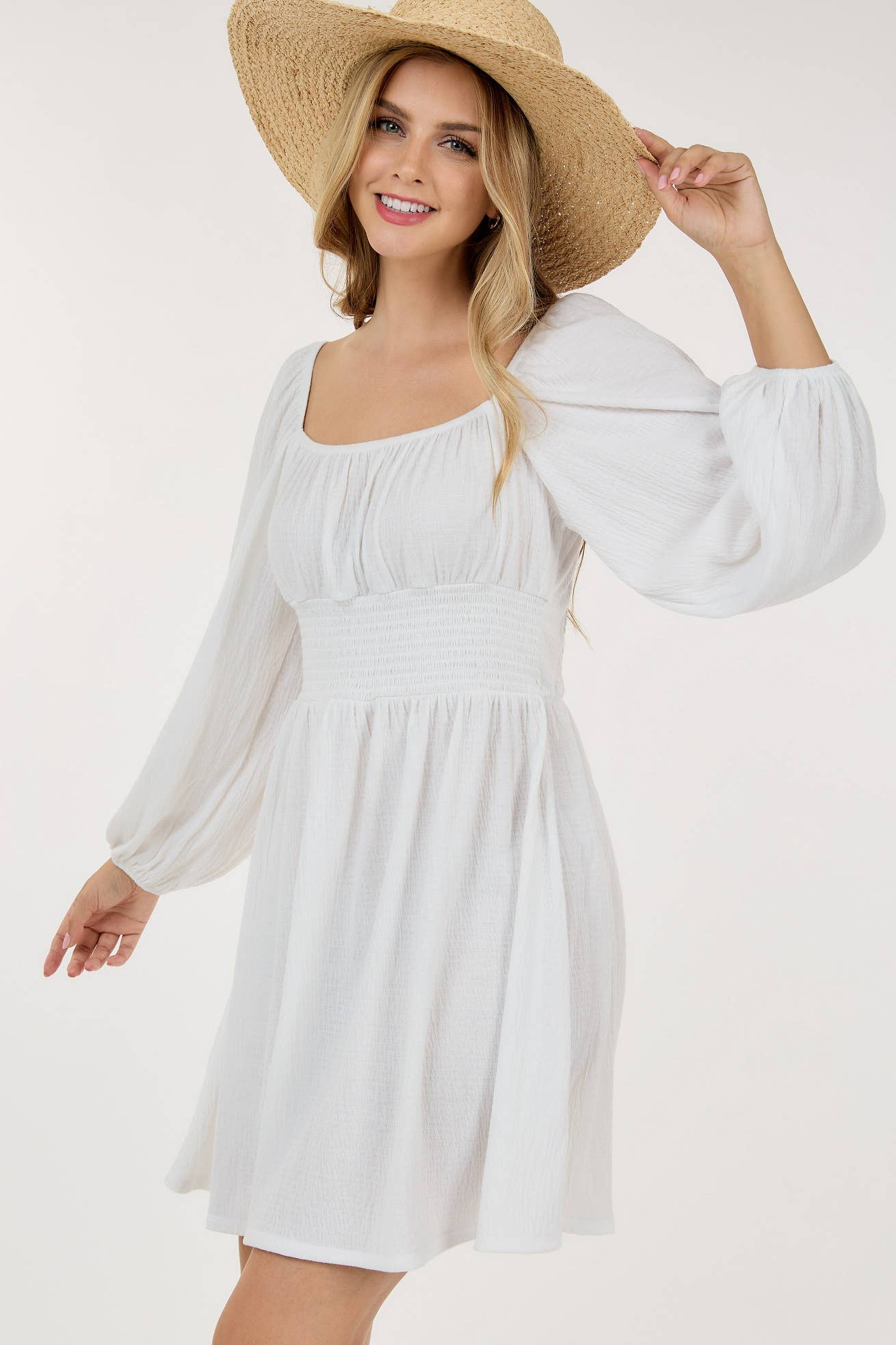 Bubble Long Sleeve Short Dress