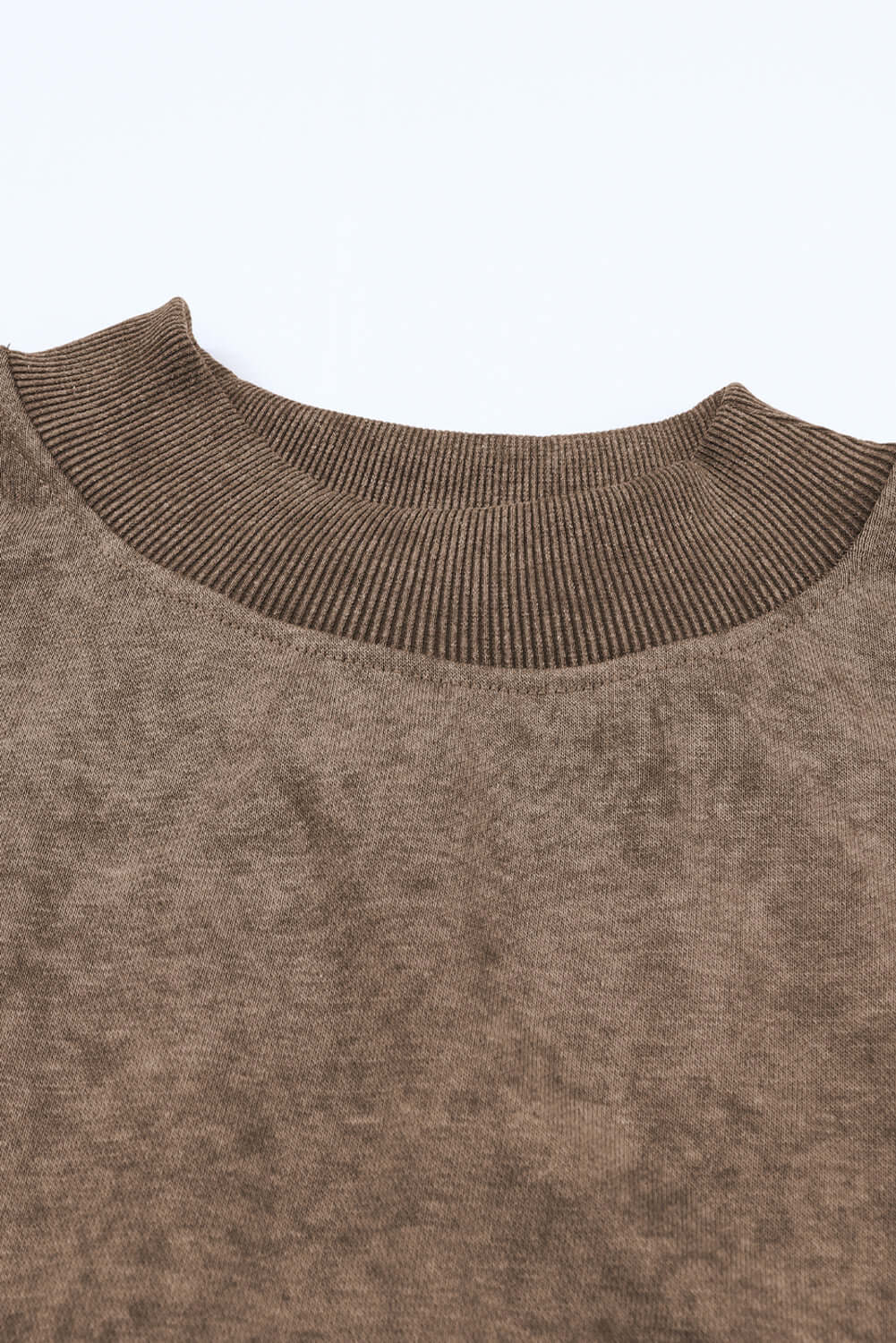 Brown Drop Shoulder Crew Neck Pullover Sweatshirt - Dixie Hike & Style