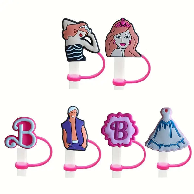 Barbie Straw Charms | Fashionable Silicone Tips for Tumblers - Dixie Hike & Style