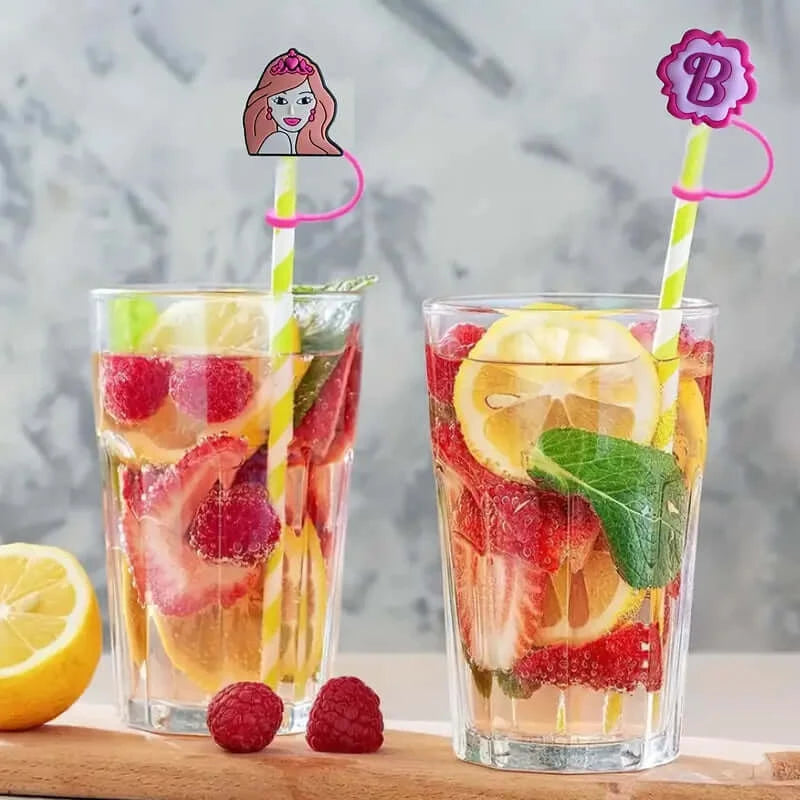 Barbie Straw Charms | Fashionable Silicone Tips for Tumblers - Dixie Hike & Style