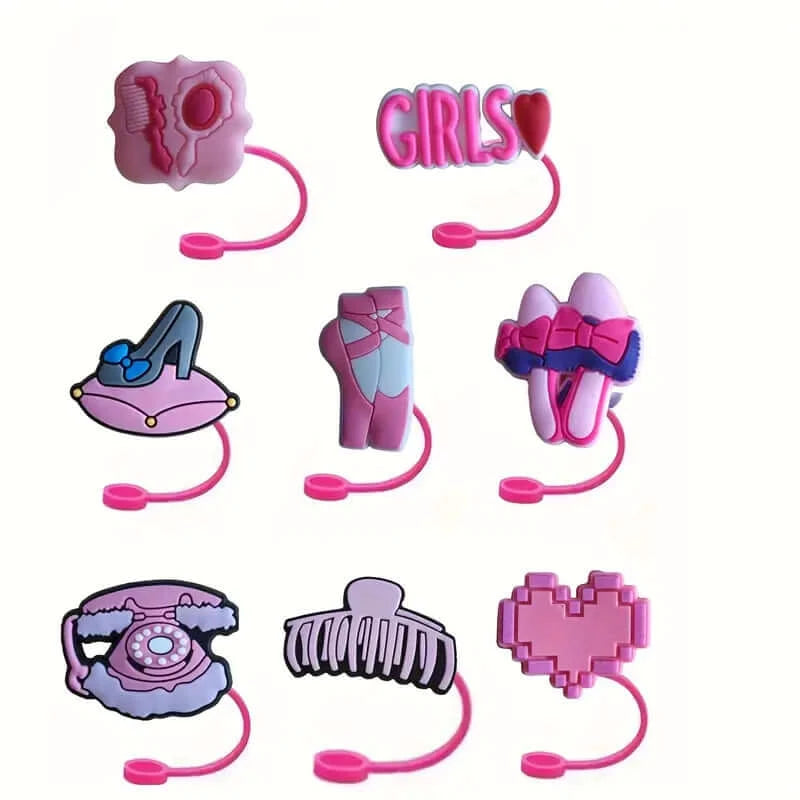 Barbie Straw Charms | Fashionable Silicone Tips for Tumblers - Dixie Hike & Style