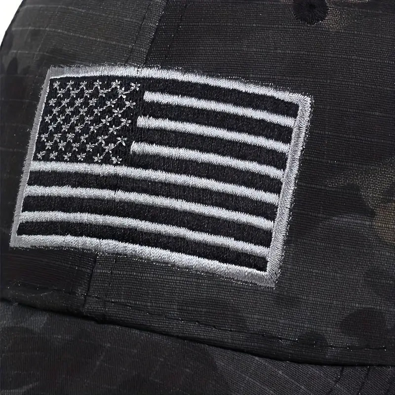 Black Camo American Flag Trucker Hat - Unisex Cap - Dixie Hike & Style