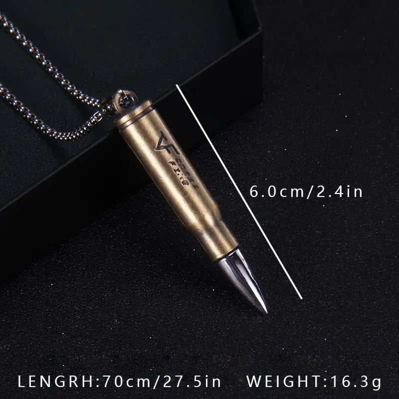 Wild West Stainless Steel Bullet Pendant Necklace - Dixie Hike & Style