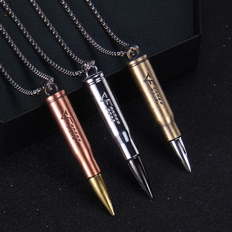 Wild West Stainless Steel Bullet Pendant Necklace - Dixie Hike & Style