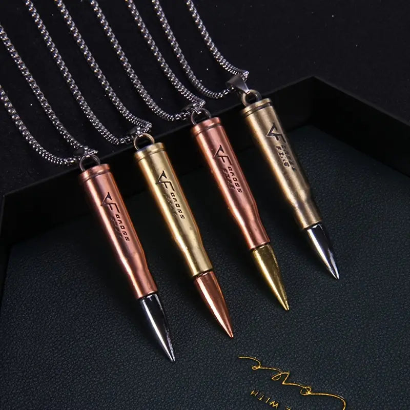 Wild West Stainless Steel Bullet Pendant Necklace - Dixie Hike & Style