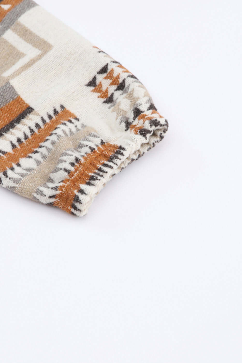 Beige Aztec Print Kangaroo Pocket Half-Zip Hoodie - Dixie Hike & Style