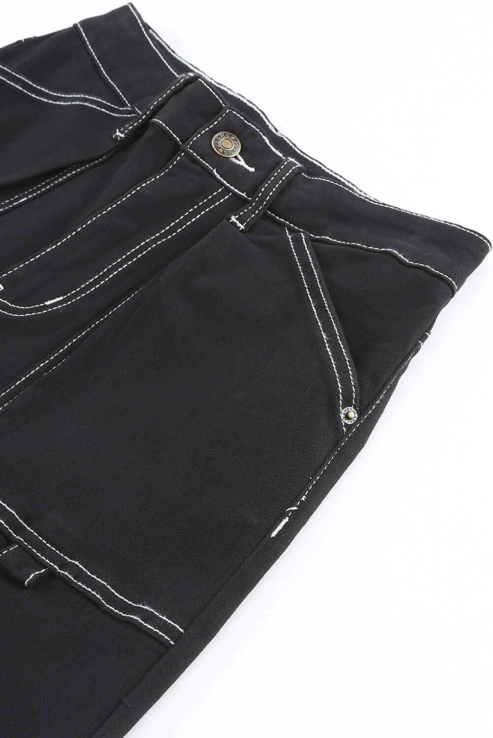 Black High Waist Straight Leg Cargo Pants with Pockets - Dixie Hike & Style
