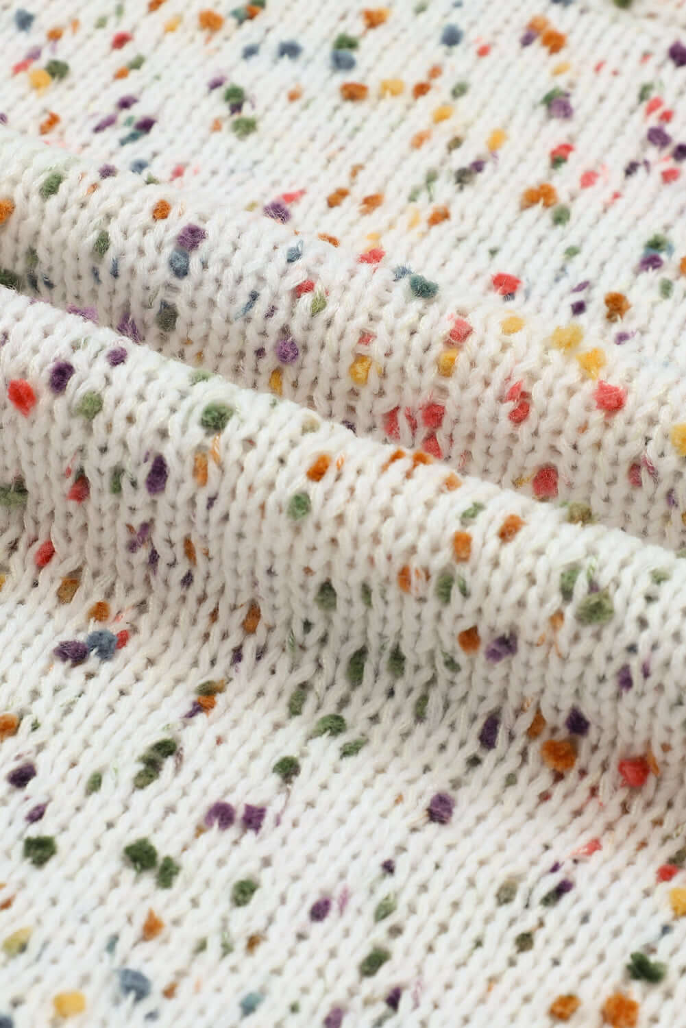 Beige Colorful Dots Cable Knit Crew Neck Sweater - Dixie Hike & Style