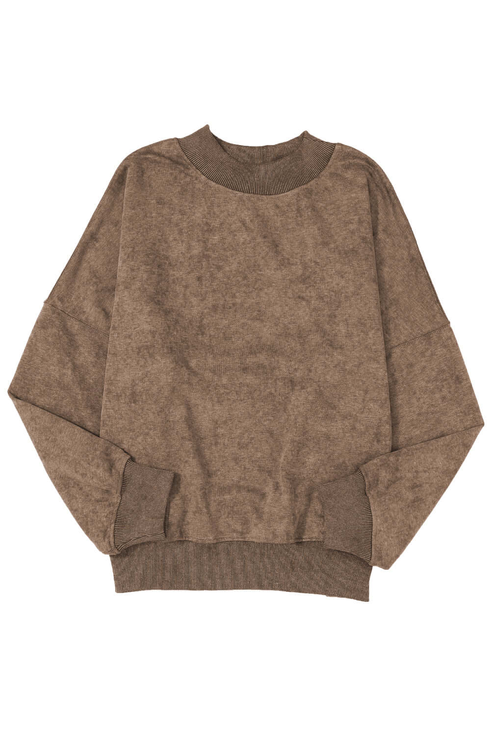 Brown Drop Shoulder Crew Neck Pullover Sweatshirt - Dixie Hike & Style