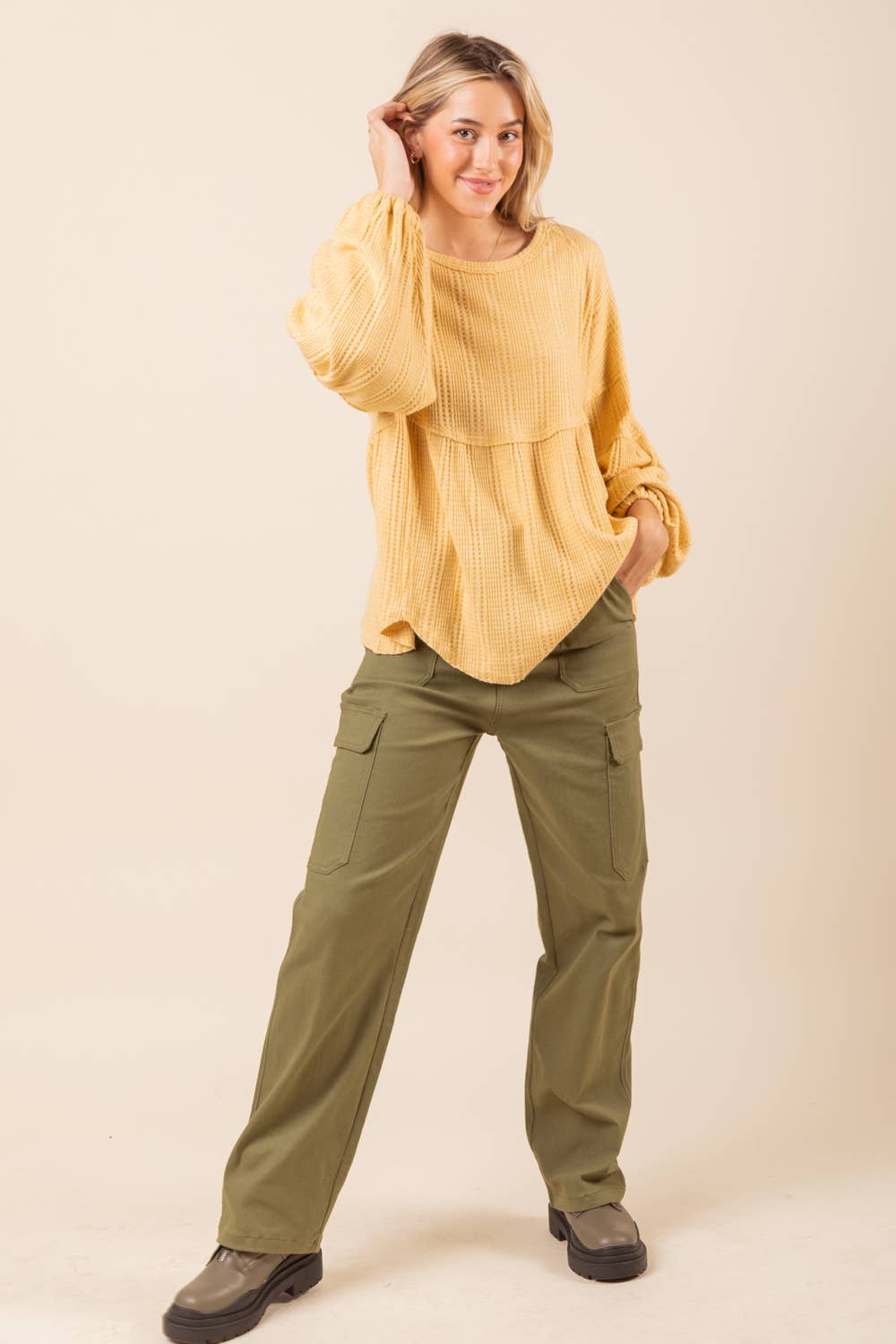 NP70255-Low Waist Casual Cargo Pants
