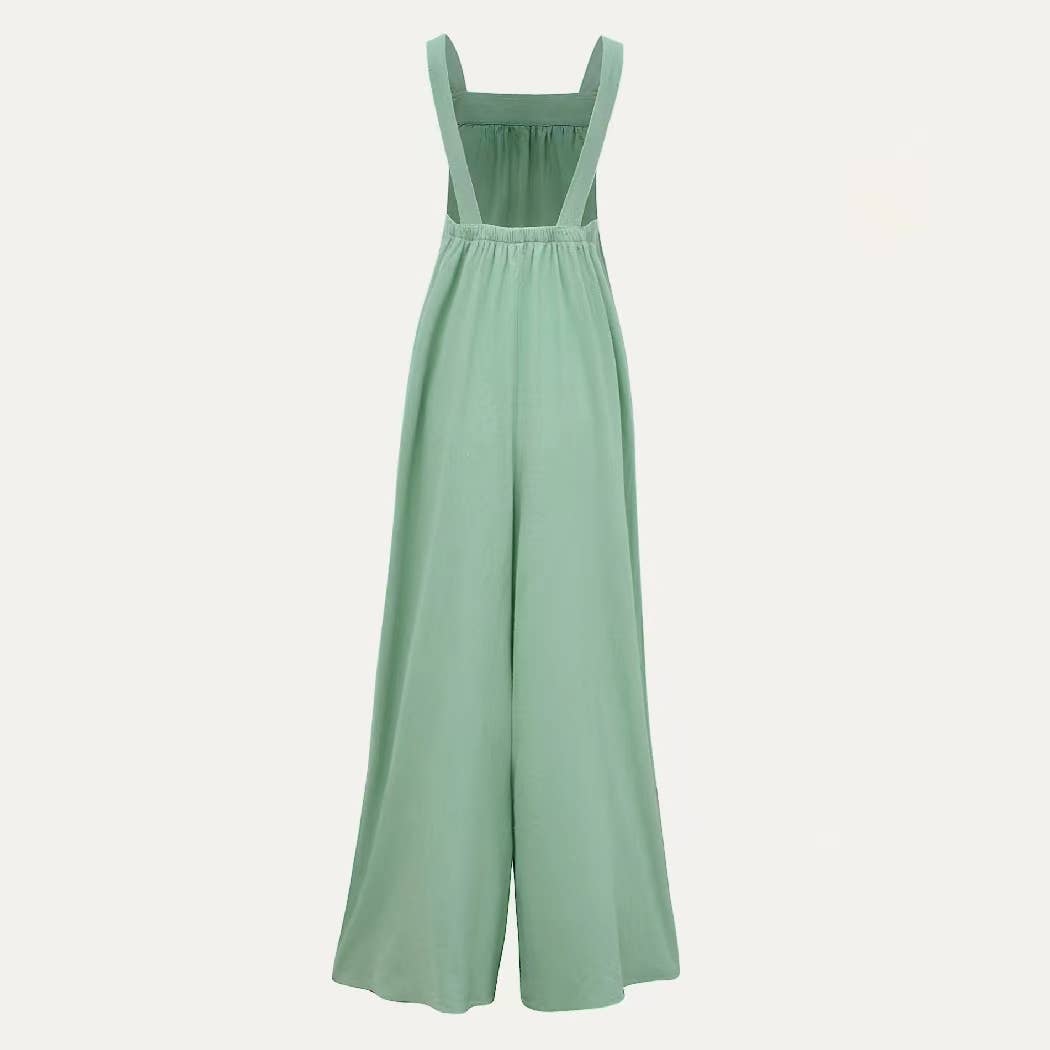 Lay Back Trendy Wide-Leg Open-Back Overall Jumpsuit