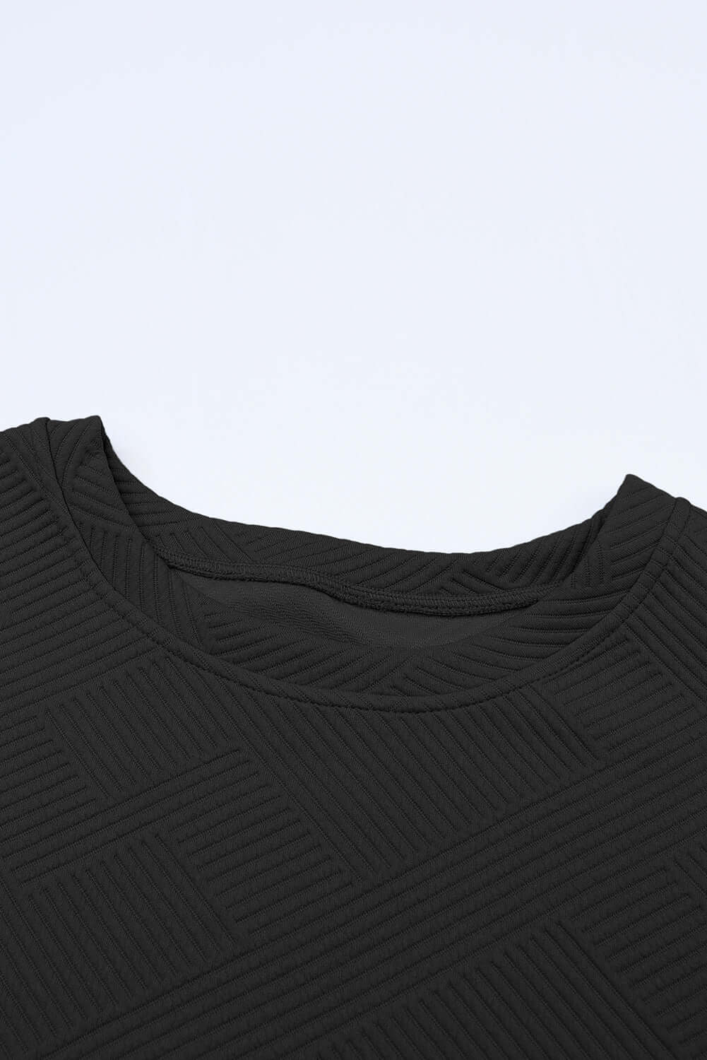 Black Textured Loose Fit T Shirt and Drawstring Pants Set - Dixie Hike & Style