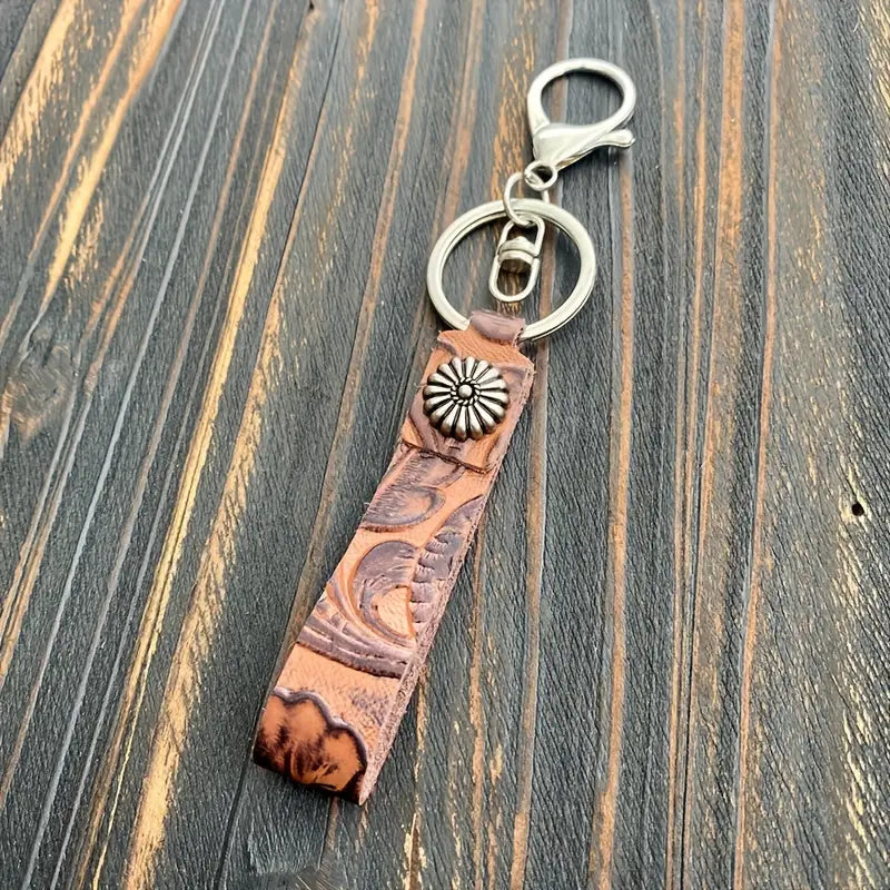 Western Retro Genuine Leather Key Chain - Dixie Hike & Style