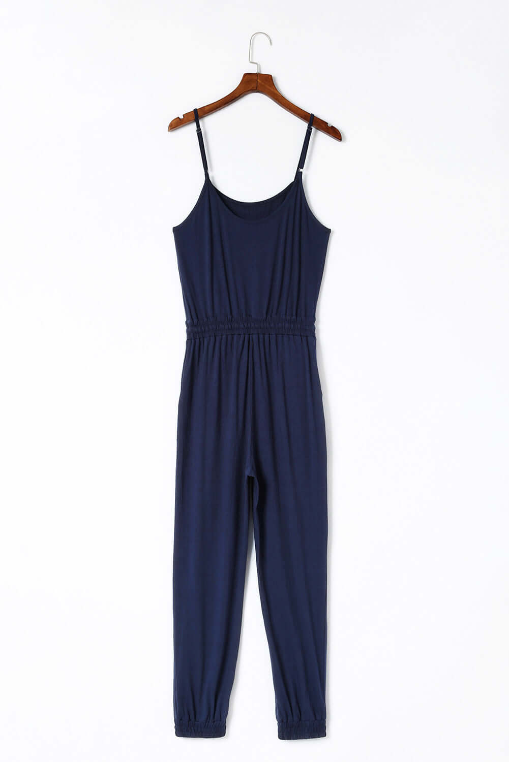 Blue Drawstring Waist Spaghetti Straps Jumpsuit - Dixie Hike & Style