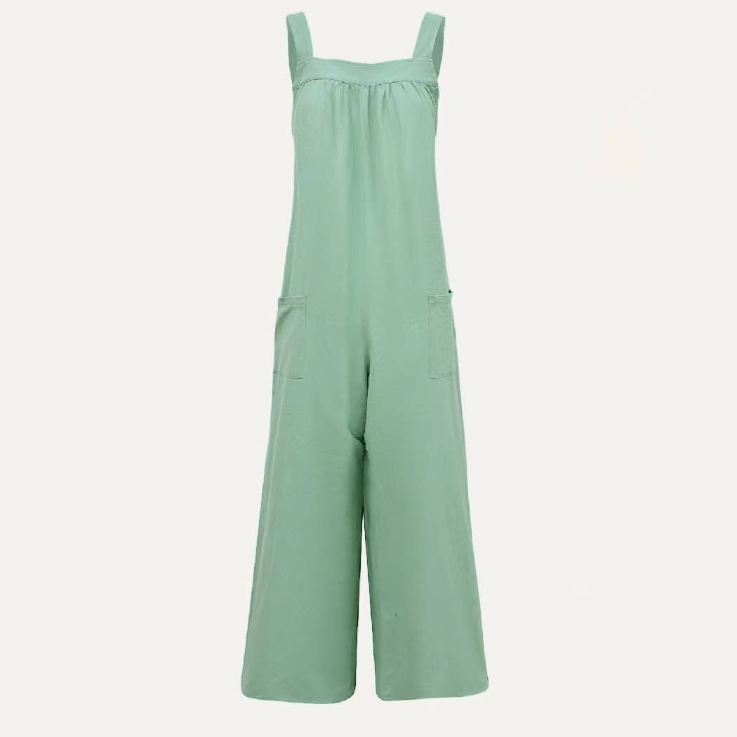 Lay Back Trendy Wide-Leg Open-Back Overall Jumpsuit