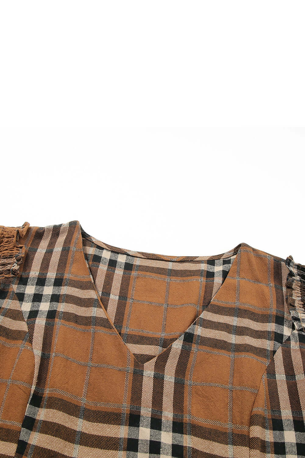Brown Plaid Pattern Empire Waist Babydoll Dress - Dixie Hike & Style