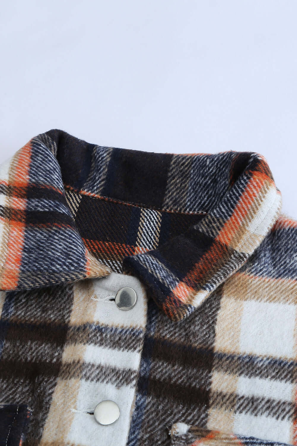 Geometric Plaid Print Pocketed Shacket - Dixie Hike & Style