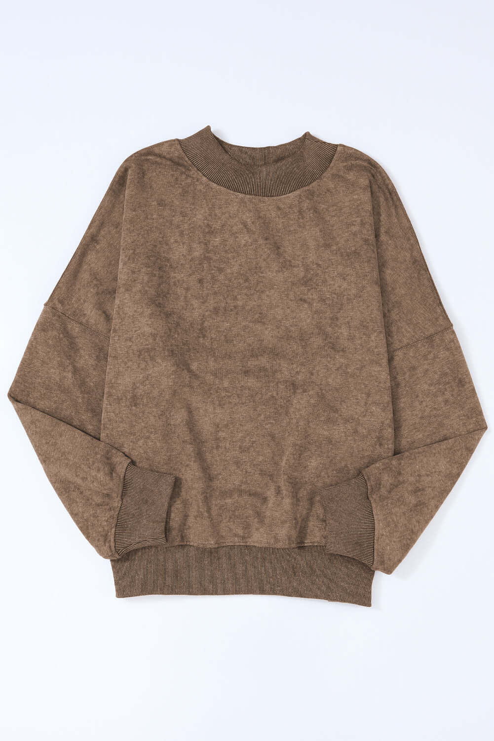 Brown Drop Shoulder Crew Neck Pullover Sweatshirt - Dixie Hike & Style