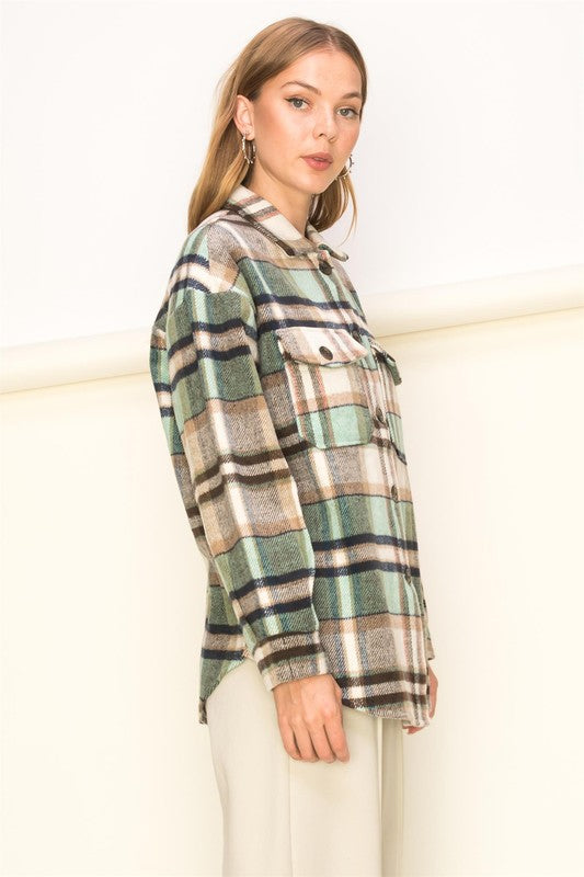 Sweet Comfort Plaid Pattern Shacket - Dixie Hike & Style