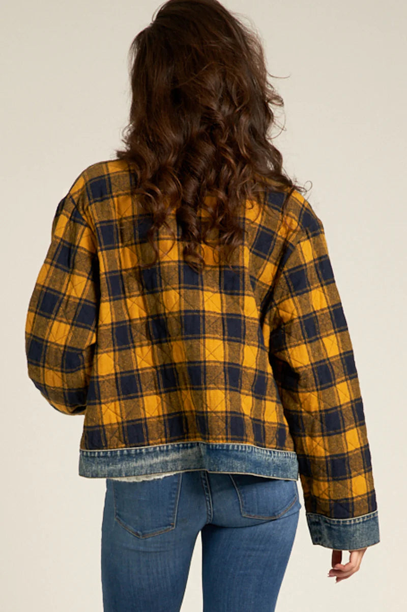 En Creme Josie Plaid Denim Jacket - Dixie Hike & Style