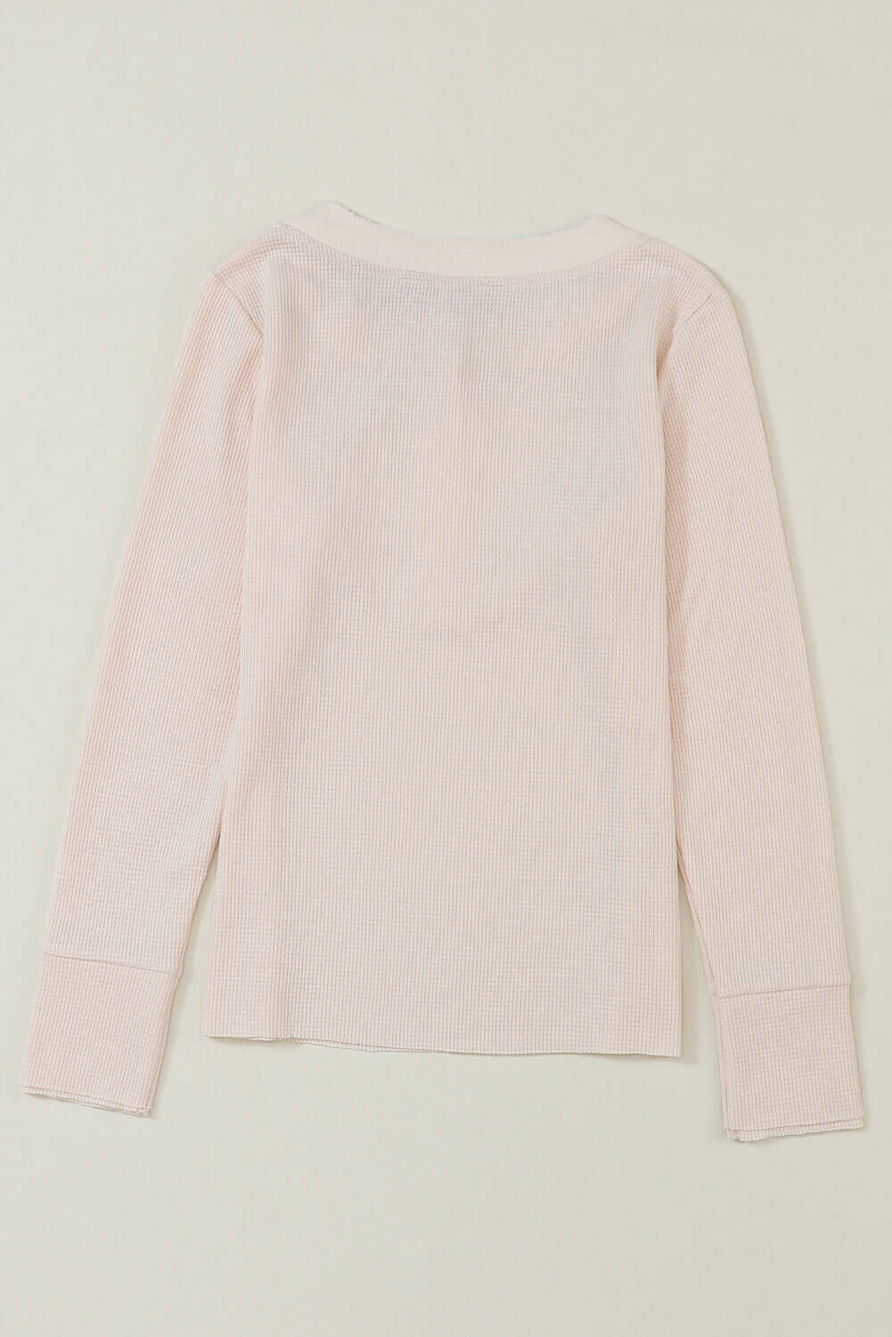 Beige Waffle Knit Textured Henley Top - Dixie Hike & Style