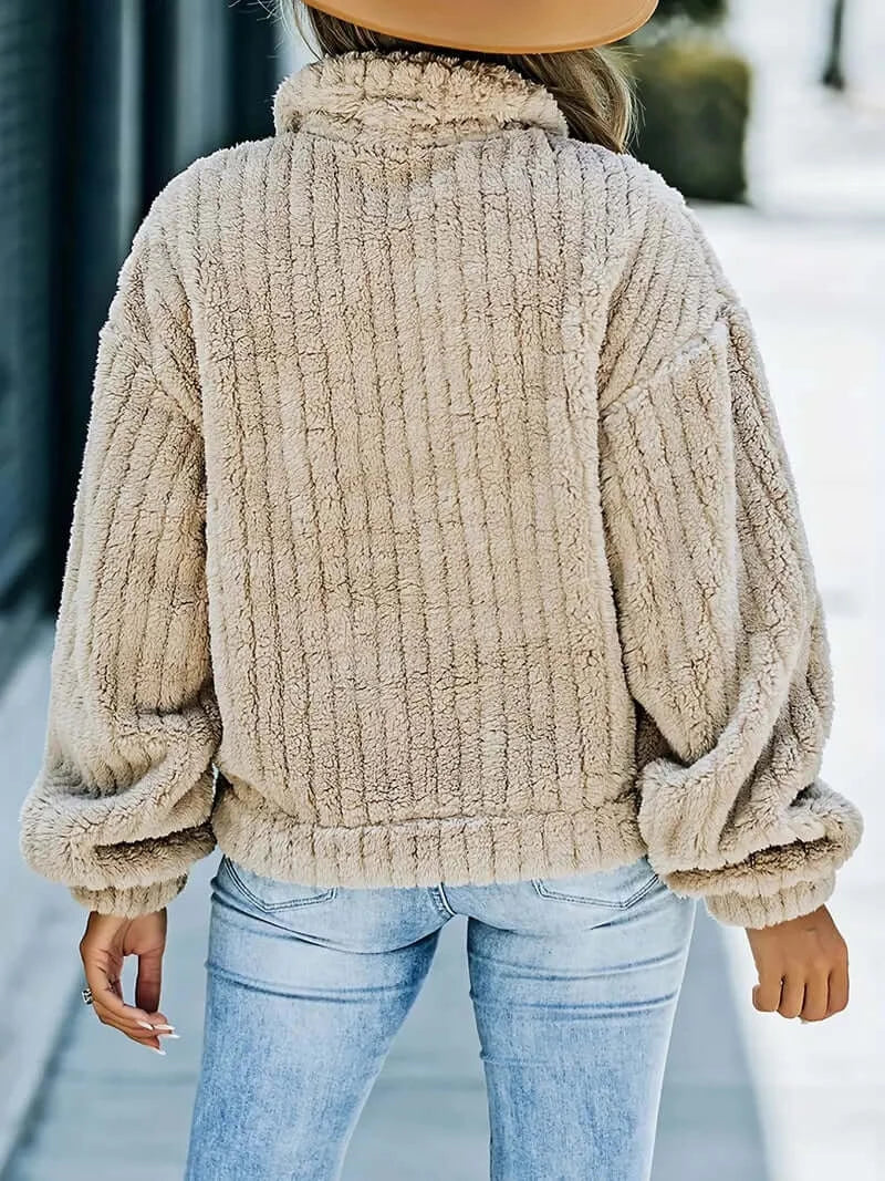 Faux Fur Cozy Trucker: Women's Casual Long-Sleeve Jacket - Dixie Hike & Style