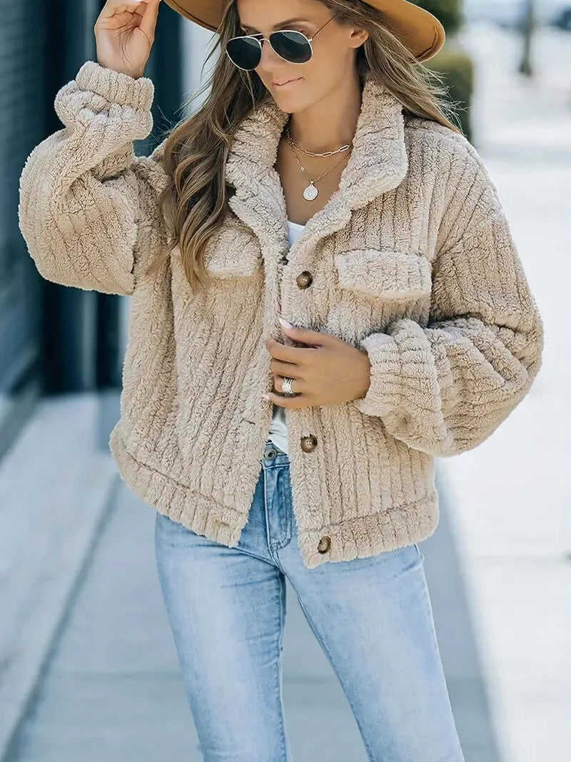 Faux Fur Cozy Trucker: Women's Casual Long-Sleeve Jacket - Dixie Hike & Style