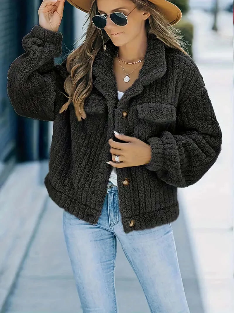 Faux Fur Cozy Trucker: Women's Casual Long-Sleeve Jacket - Dixie Hike & Style