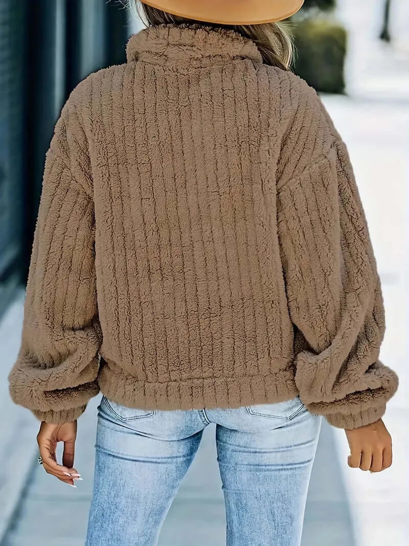 Faux Fur Cozy Trucker: Women's Casual Long-Sleeve Jacket - Dixie Hike & Style