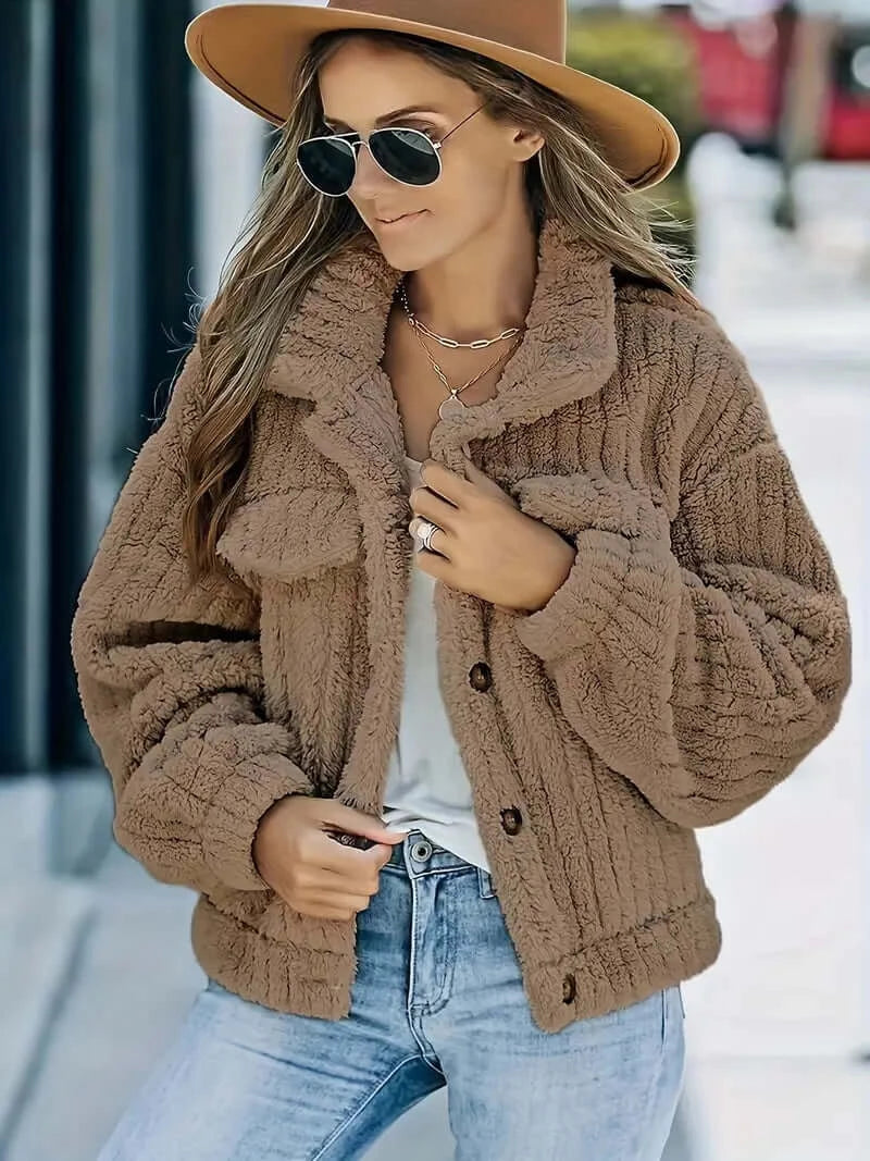 Faux Fur Cozy Trucker: Women's Casual Long-Sleeve Jacket - Dixie Hike & Style