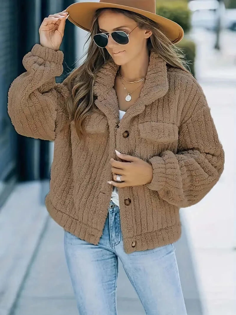 Faux Fur Cozy Trucker: Women's Casual Long-Sleeve Jacket - Dixie Hike & Style