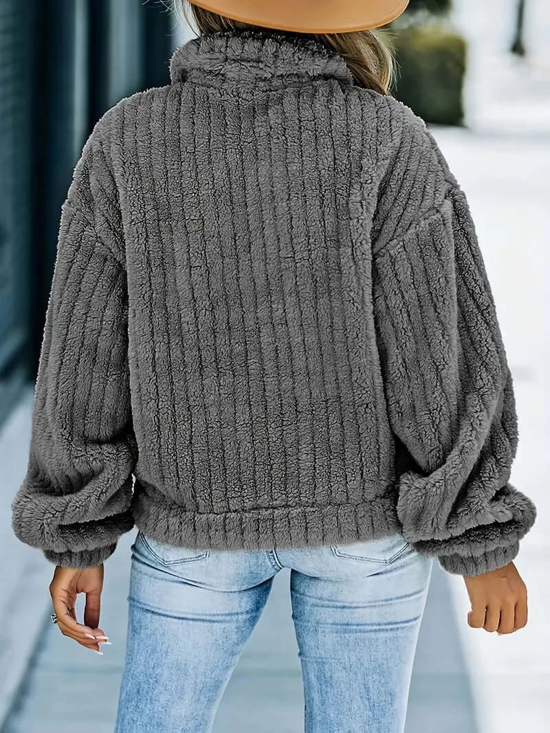 Faux Fur Cozy Trucker: Women's Casual Long-Sleeve Jacket - Dixie Hike & Style
