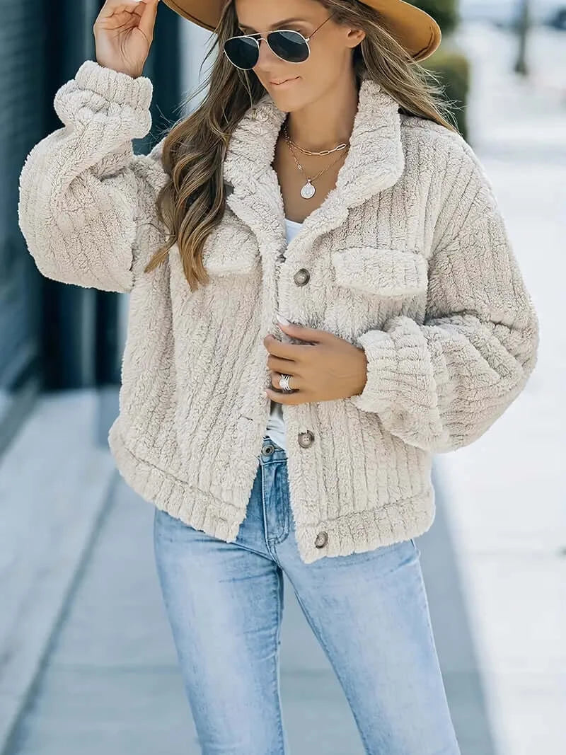 Faux Fur Cozy Trucker: Women's Casual Long-Sleeve Jacket - Dixie Hike & Style
