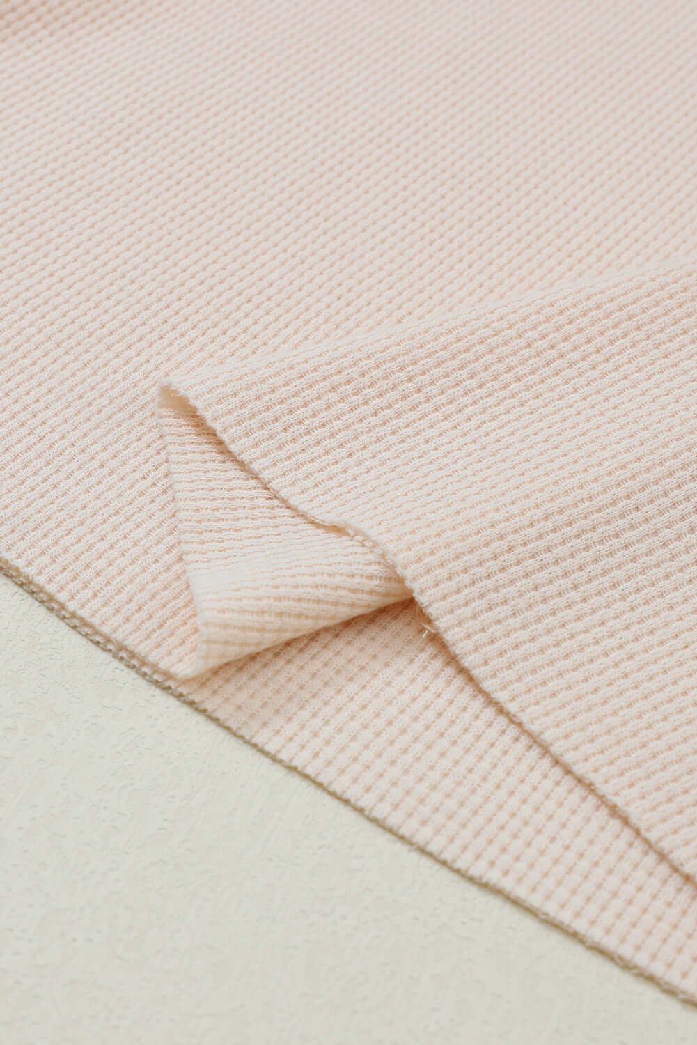 Beige Waffle Knit Textured Henley Top - Dixie Hike & Style