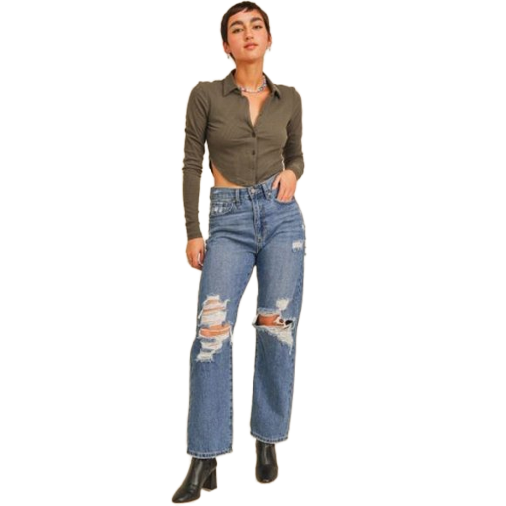Just Black Denim High Rise Dad Jeans - Dixie Hike & Style