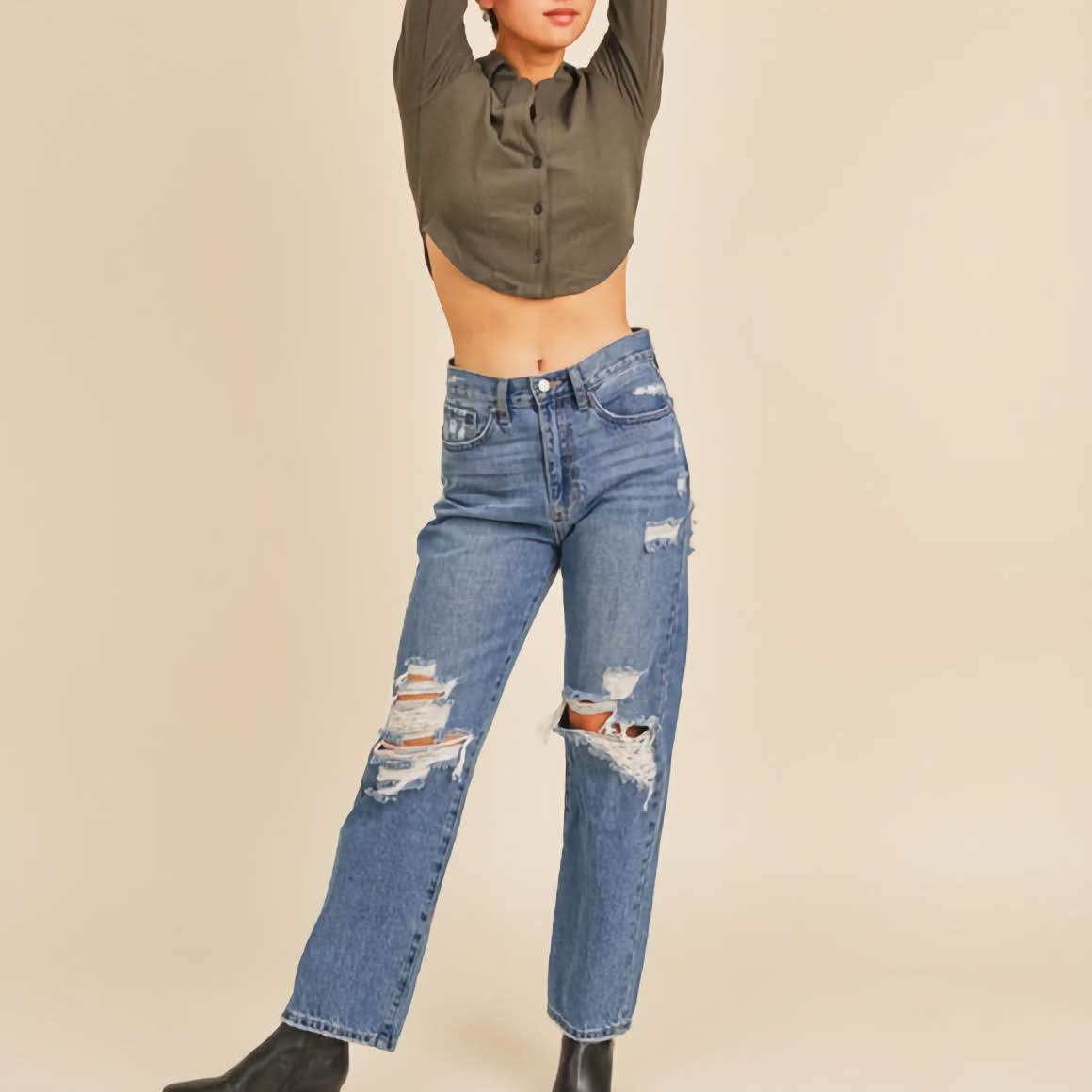 Just Black Denim High Rise Dad Jeans - Dixie Hike & Style